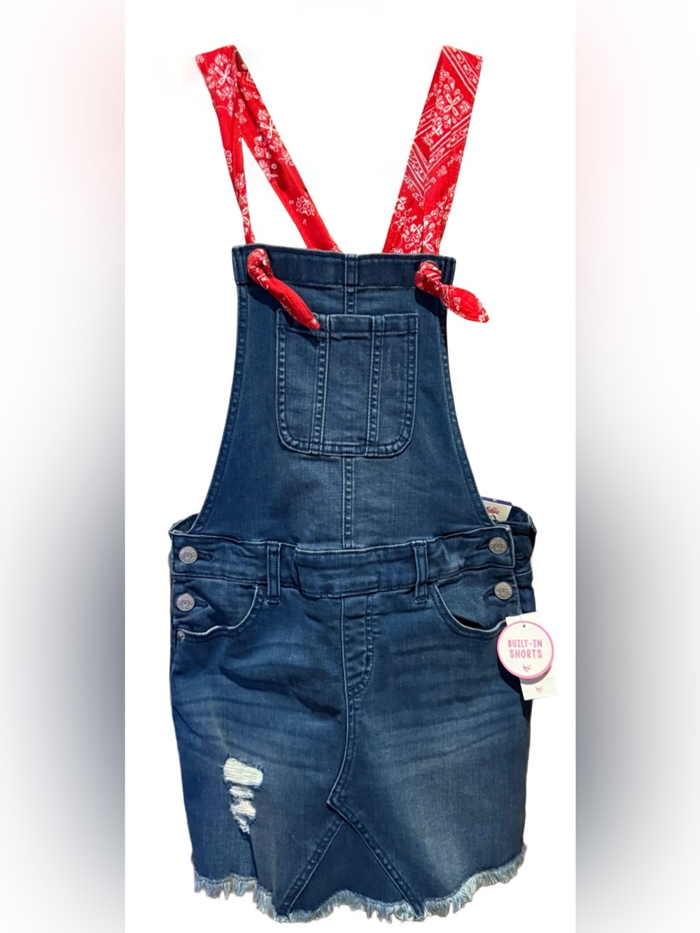 NWT Justice Deconstructed Denim Shortall Jumper Built in Shorts - Size 12 (L)